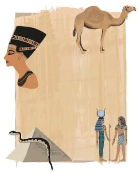 Nefertiti papyrus background Stock Illustration
