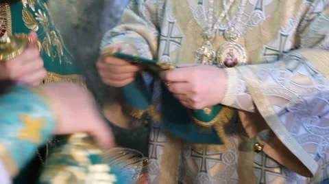 Neftekamsk, RUSSIA - OCTOBER 23: Liturgy in a Russian Orthodox Church Stock Footage