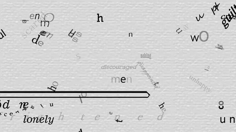 Negative adjectives in kinetic typography on white background Stock Footage 84457566