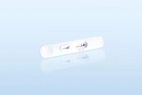 Negative antigen test of antigen test cassette isolated on blue background Foto stock