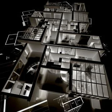 Negative architecture mockup on blueprints Stock Illustration