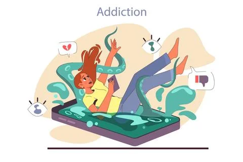 Negative aspect and bad impact of social media. Psychological effect Ilustración de archivo