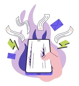 Negative aspect and bad impact of social media. Psychological Stock Illustration