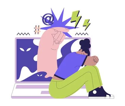 Negative aspect and bad impact of social media. Psychological effect Ilustración de archivo