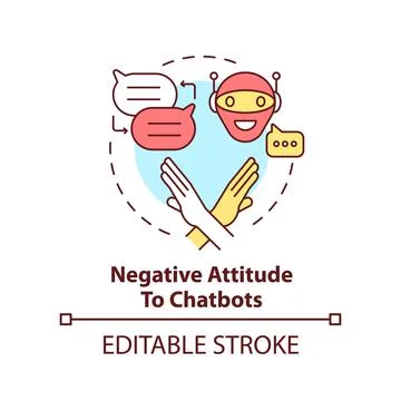 Negative attitude to chatbots concept icon Stock Illustration
