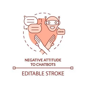 Negative attitude to chatbots orange concept icon Stockillustratie