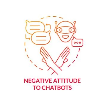 Negative attitude to chatbots red gradient concept icon 스톡 일러스트
