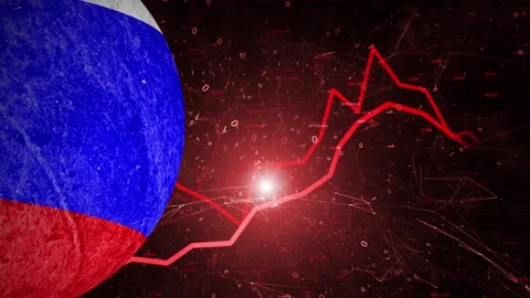 Negative business data and russian flag animation Stock Footage 333216580