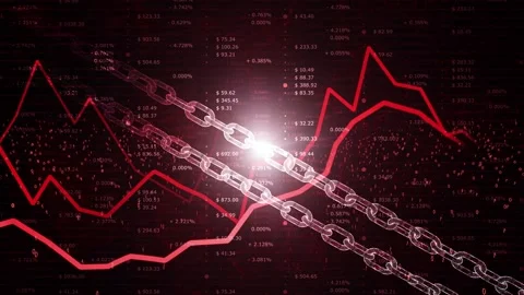 Negative business graphs with crypto chains and data animation Video stock 339710051