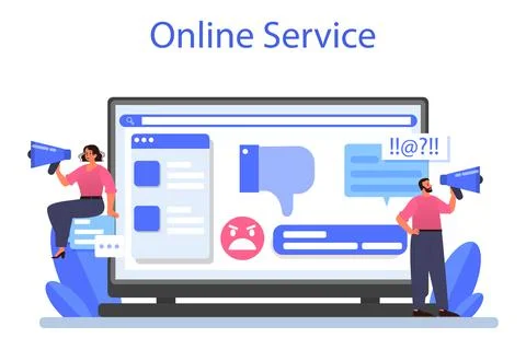 Negative campaigning online service or platform. Brand negative reputation Stock Illustration