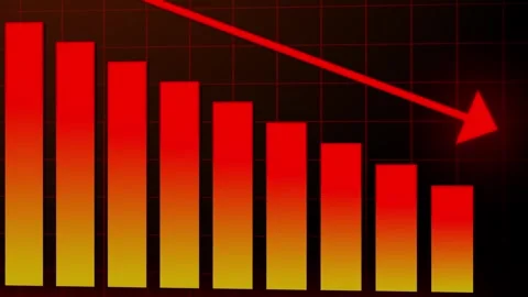 Negative chart graph animation, red arrow is making downfall Stock Footage 327929497