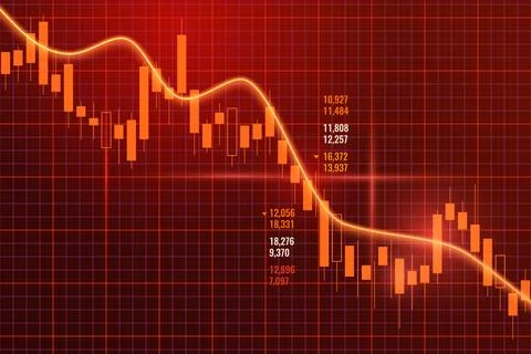 Negative chart of investment financial data. The concept of economic recess.. Stock Illustration