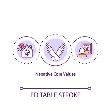Negative core values concept icon Stock Illustration