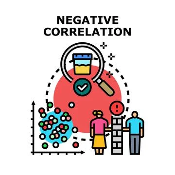 Negative correlation data analysis showing declining trend Illustrazione stock