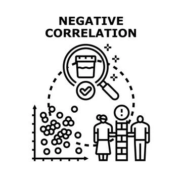 Negative correlation data analysis showing declining trend 스톡 일러스트