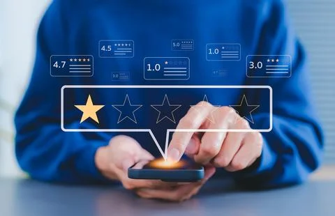 Negative customer review, online feedback concept. Stock Photos