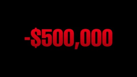 Negative Dollar Counter animation isolated on black background Stock Footage 325327125