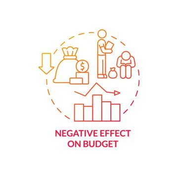 Negative effect on budget red gradient concept icon Ilustración de archivo
