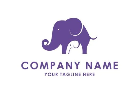 Negative Elephant Logo Design Concept	 Stock Illustration