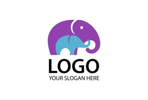 Negative Elephant Logo Design Concept	 Stock Illustration