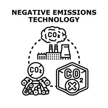 Negative emissions technology preventing carbon dioxide greenhouse gas Stock Illustration