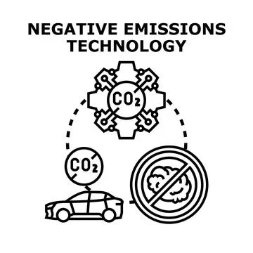 Negative emissions technology removing carbon dioxide from air Stock Illustration