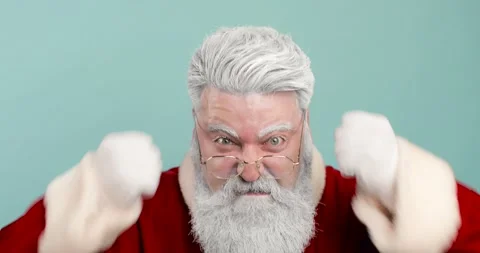Negative Emotions of Angry Crazy Mad Screaming Santa Claus Swearing at Naughty Stock Footage 164532504
