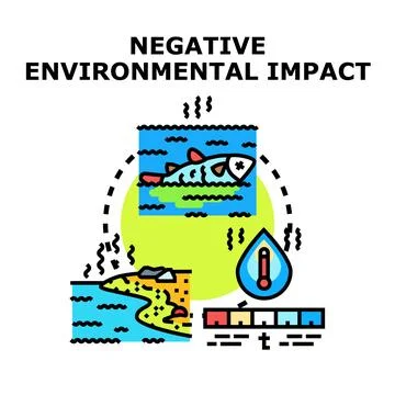 Negative environmental impact impacting aquatic life and global warming Stock Illustration