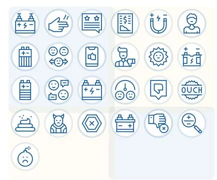 Negative featuring 25 256x256 Vector Icons in Regular Line Design Stock Illustration