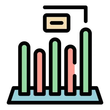 Negative financial forecast showing declining bar graph icon Stock Illustration