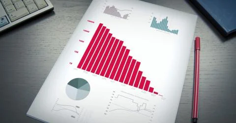 Negative graph develops on a piece of paper on an office table Stock Illustration