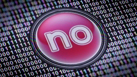 Negative icon. Binary code ( array of bits ) in the screen. Looping footage Stock Footage 110703982