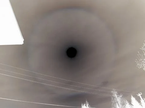 Negative image - Optical phenomenon circular halo rainbow around sun during Stock Photos