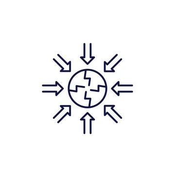 Negative impact line icon on white, vector 스톡 일러스트