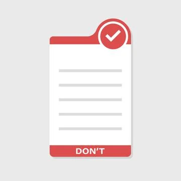 Negative list or planning icon in flat style. Paper sheet with cons clipboa.. Stock Illustration