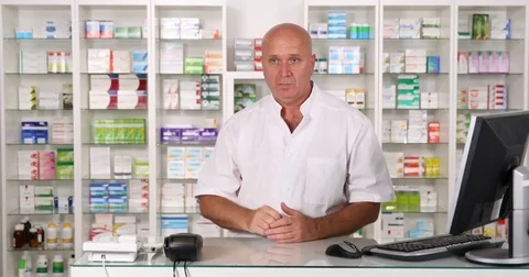 Negative Medication Advice from a Pharmaceutist Making No Finger Sign and Not No Stock Footage 83673880