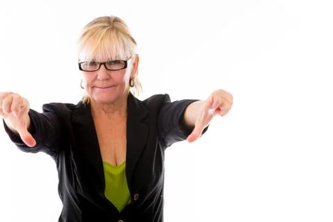 Negative model showing thumbs down Stock Photos