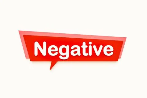 Negative Negative, colored cartoon speech bubble, white text. Minus, decli... 库存照片