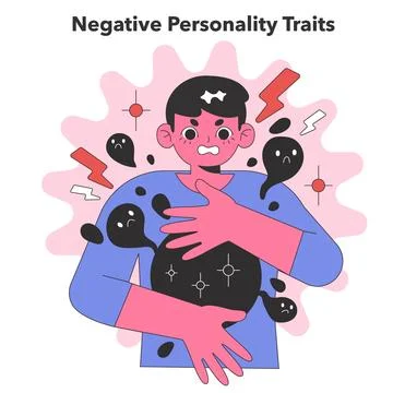 Negative Personality Traits concept. Flat vector illustration. 스톡 일러스트