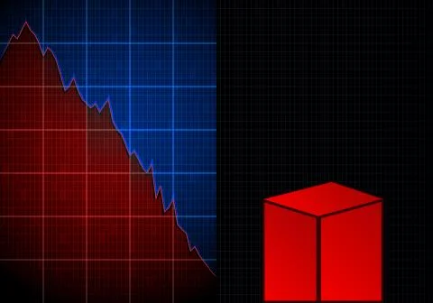 Negative red blue graph with column vector template illustration Stock Illustration