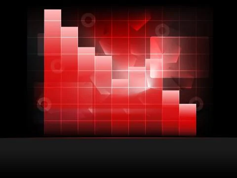 Negative red graph with columns in grid vector template illustration Illustrazione stock