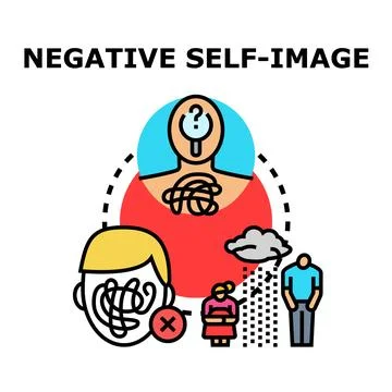 Negative self image causing internal struggle and self doubt Illustrazione stock