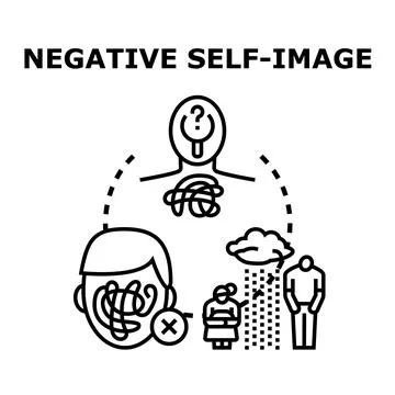Negative self image causing internal struggle and self doubt Illustrazione stock
