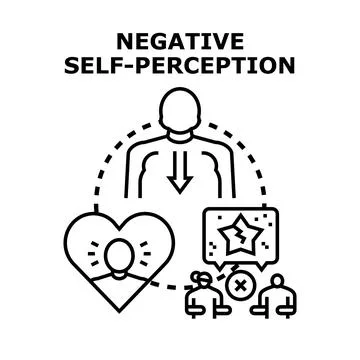 Negative self perception concept with low self esteem feeling Stock Illustration