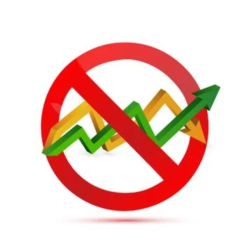 Negative sign over an up and down arrow graph Stock Illustration