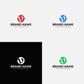 Negative Space Abstract Modern Letter V Logo Design Inspiration. Creative fla Stock Illustration