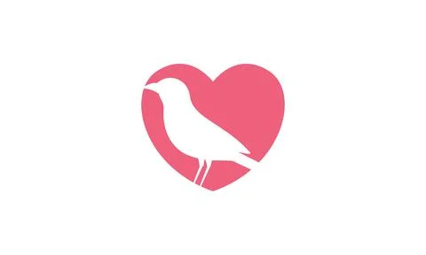 Negative space bird with love shape logo vector icon illustration design イラスト素材