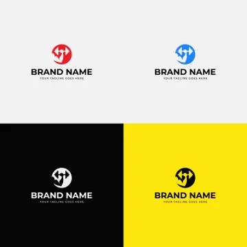 Negative space bodybuilding logo design template vector illustration. Gym log Stock Illustration