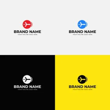 Negative space bodybuilding logo design template vector illustration. Gym log Stock Illustration
