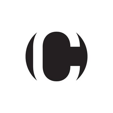 Negative space C letter logo isolated on white background. Stock Illustration